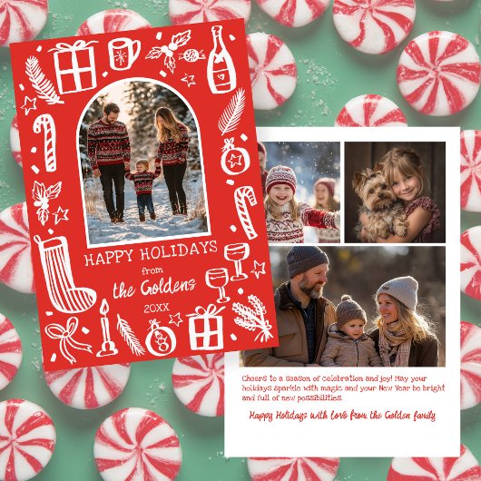 Whimsical Christmas  Cute Custom Arch 4 PHOTO  Feestdagenkaart