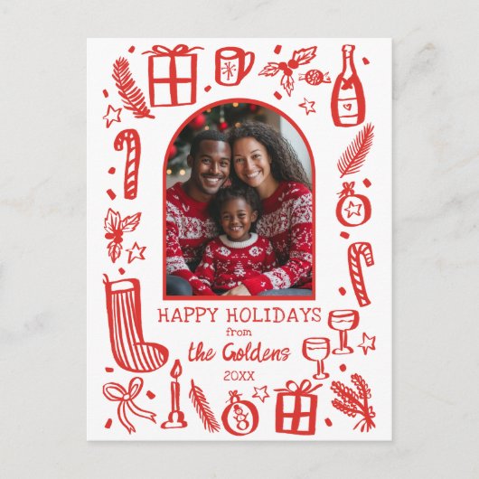 Whimsical Christmas  Cute Custom Arch PHOTO  Feestdagenkaart (Voorkant)