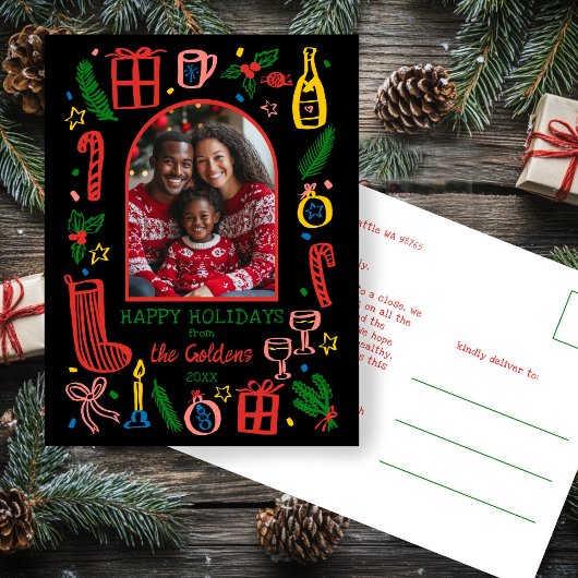 Whimsical Christmas Cute Custom Arch PHOTO Feestdagenkaart