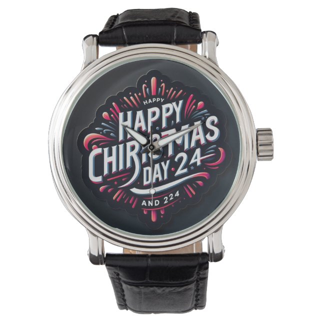 Whimsical Christmas Day 2024: Paper Art Lettering Horloge (Voorkant)