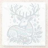 Whimsical Christmas Deer Vector Clipart - Festive Glazen Onderzetter (Achterkant)