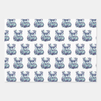 Whimsical Christmas Deer Vector Clipart - Festive Inpakpapier Vel