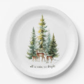 Whimsical Christmas Deers in Forest Paper Plates Papieren Bordje (Voorkant)