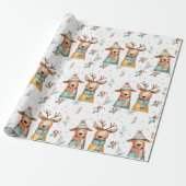 Whimsical Christmas Deers – Wrapping Paper Cadeaupapier (Uitgerold)