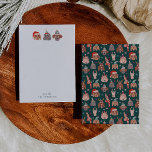 Whimsical Christmas Dogs Green Notitiekaartje<br><div class="desc">Grappige en eigentijdse kerstbriefkaarten met handgetekende illustraties van schattige hondjes die winterhonden accessoires dragen.</div>