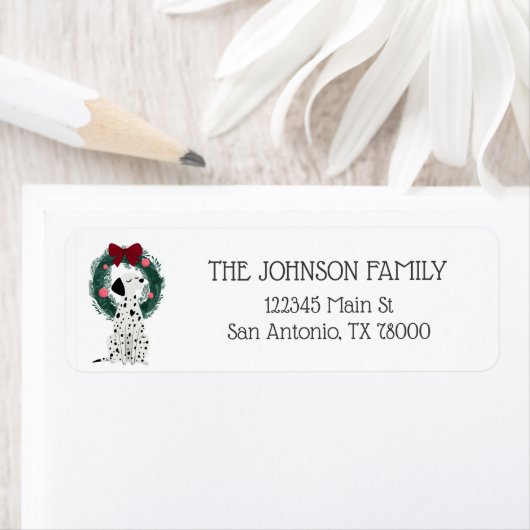 Whimsical Christmas Dogs Return Address Etiket (Insitu)