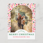 Whimsical CHRISTMAS Doodles CUSTOM Arch FOTO Briefkaart (Voorkant)