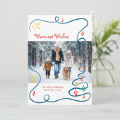 Whimsical Christmas Doodles Handdrawn with Photo Feestdagenkaart (Staand voorkant)