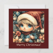 Whimsical Christmas Elf  Feestdagenkaart (Voorkant)