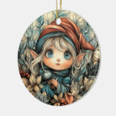 Whimsical Christmas Elf Keramisch Ornament (Links)