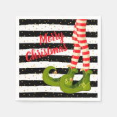 Whimsical Christmas Elf Legs op Stripes Servet (Voorkant)