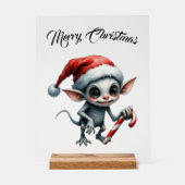 Whimsical Christmas Elf met snoepriet Acryl Bord (Voorkant)