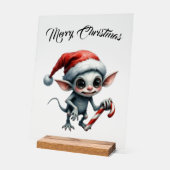 Whimsical Christmas Elf met snoepriet Acryl Bord (Hoek)