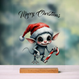 Whimsical Christmas Elf met snoepriet Acryl Bord