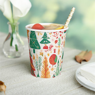 Whimsical Christmas Forest Paper Cup Papieren Bekers