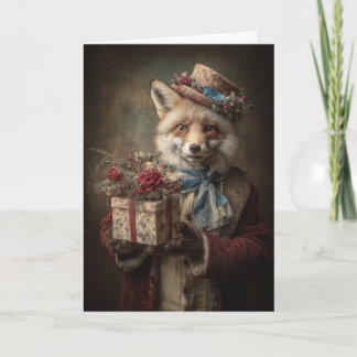 Whimsical Christmas Fox Feestdagen Kaart