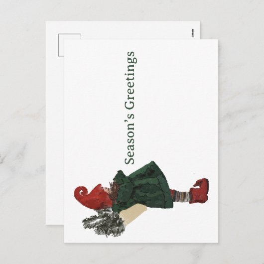 Whimsical Christmas Gnome Briefkaart - Groet (Voorkant / Achterkant)