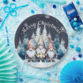 Whimsical Christmas Gnome Family Party | Blauw Papieren Bordje (Feest)