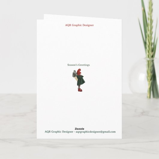 Whimsical Christmas Gnome Kaart - Feestelijke Groe (Achterkant)