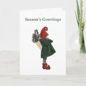 Whimsical Christmas Gnome Kaart - Feestelijke Groe (Voorkant)