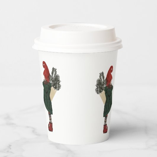 Whimsical Christmas Gnome Paper Cups Papieren Bekers (Links)
