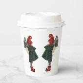 Whimsical Christmas Gnome Paper Cups Papieren Bekers (Voorkant)