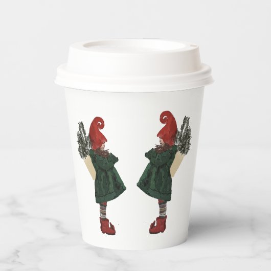 Whimsical Christmas Gnome Paper Cups Papieren Bekers (Voorkant)