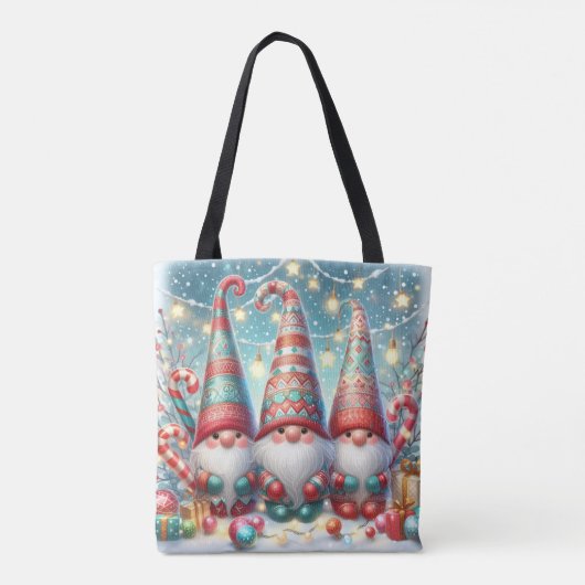 Whimsical Christmas Gnome Tote Bag (Achterkant)