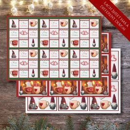Whimsical Christmas Gnome Wrapping Paper Set van 3