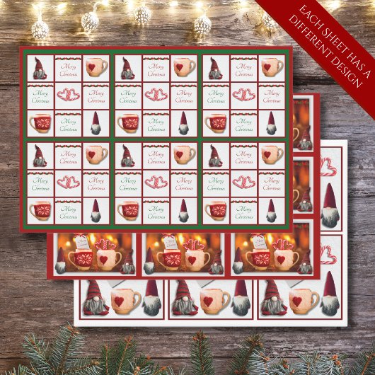 Whimsical Christmas Gnome Wrapping Paper Set van 3