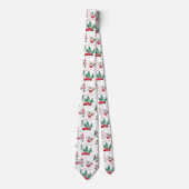 Whimsical Christmas Gnomes Elves Red Farm Truck Stropdas (Voorkant)