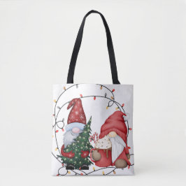 Whimsical Christmas Gnomes Scandinavische vakantie Tote Bag