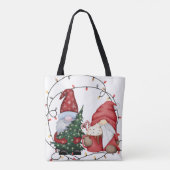 Whimsical Christmas Gnomes Scandinavische vakantie Tote Bag (Achterkant)