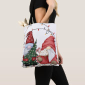 Whimsical Christmas Gnomes Scandinavische vakantie Tote Bag (Dichtbij)