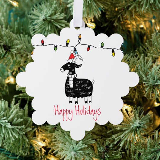 Whimsical Christmas Goat  Ornament Kaart (Insitu (Drie))