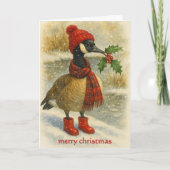 Whimsical Christmas Goose  Feestdagen Kaart (Voorkant)