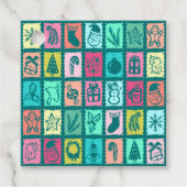 Whimsical Christmas Grid Cute Bright Holiday Gift Bedankjes Labels (Voorkant)