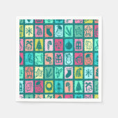 Whimsical Christmas Grid Cute Bright Holiday Paper Servet (Voorkant)