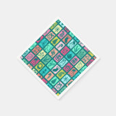 Whimsical Christmas Grid Cute Bright Holiday Paper Servet (Hoek)