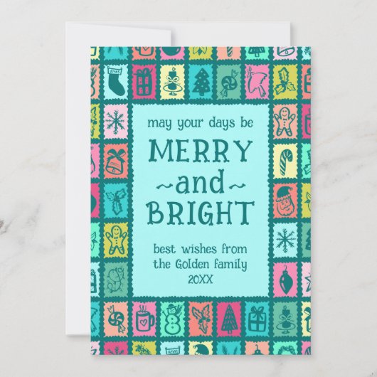 Whimsical Christmas Grid Cute Custom 2 PHOTO  Feestdagenkaart (Voorkant)