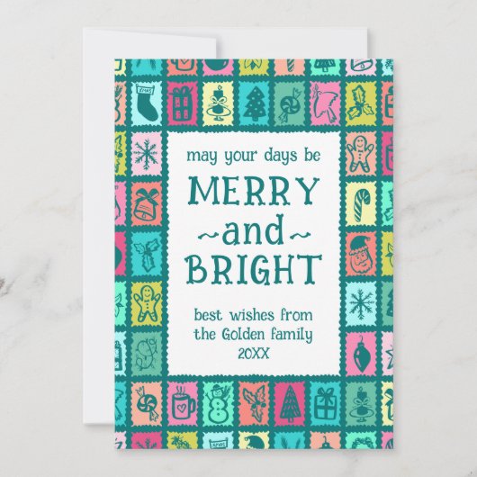 Whimsical Christmas Grid Cute Custom 2 PHOTO Feestdagenkaart (Voorkant)