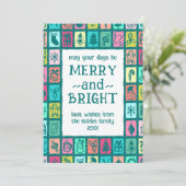 Whimsical Christmas Grid Cute Custom 2 PHOTO Feestdagenkaart (Staand voorkant)