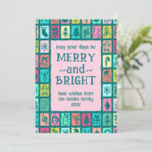 Whimsical Christmas Grid Cute Custom 2 PHOTO Feestdagenkaart (Staand voorkant)