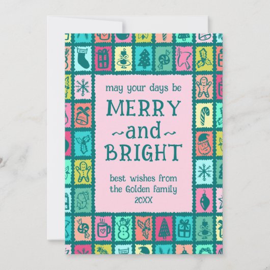 Whimsical Christmas Grid Cute Custom 2 PHOTO Feestdagenkaart (Voorkant)