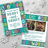 Whimsical Christmas Grid Cute Custom 2 PHOTO  Feestdagenkaart