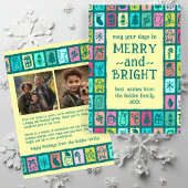 Whimsical Christmas Grid Cute Custom 2 PHOTO Feestdagenkaart