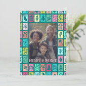Whimsical Christmas Grid Cute Custom 3 PHOTO  Feestdagenkaart (Staand voorkant)