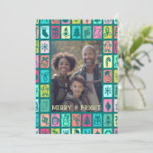 Whimsical Christmas Grid Cute Custom 3 PHOTO  Feestdagenkaart (Staand voorkant)