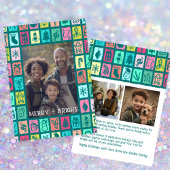 Whimsical Christmas Grid Cute Custom 3 PHOTO  Feestdagenkaart