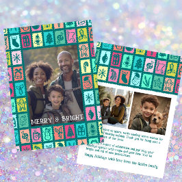 Whimsical Christmas Grid Cute Custom 3 PHOTO  Feestdagenkaart